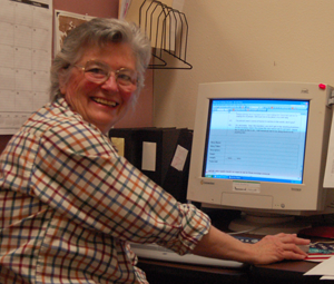 Image of a volunteer at computer